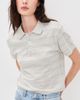 DUNST DUNST Unisex Linen Striped Polo Knit Grey/Soft Blue - 2