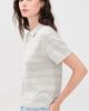 DUNST DUNST Unisex Linen Striped Polo Knit Grey/Soft Blue - 4