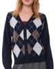 DUNST DUNST V-Neck Argyle Cardigan Navy - 1