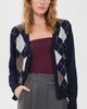 DUNST DUNST V-Neck Argyle Cardigan Navy - 2