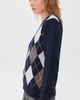 DUNST DUNST V-Neck Argyle Cardigan Navy - 4