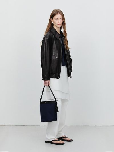 Dunst for WOMEN Canvas Leather Classic Shoulder Bag [Navy Black] (UDBA5E214N3)