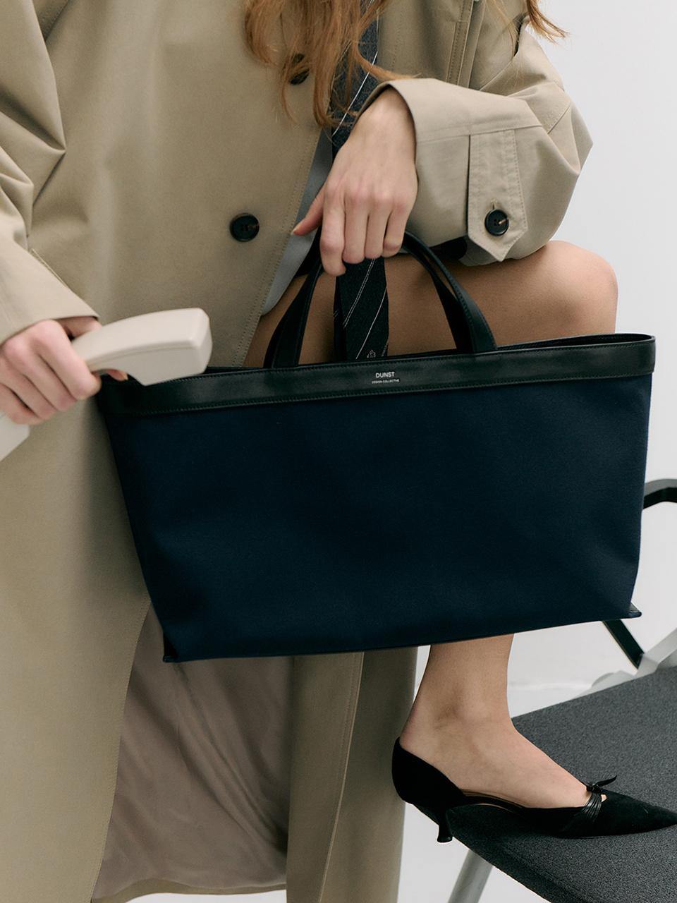 Dunst for WOMEN Canvas Leather Premium Cowhide Tote Bag [Navy Black] (UDBA5E213N3)