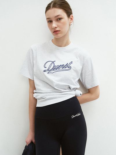 Dunst for WOMEN Chain Logo T-shirt (Light Melange Grey)_UDTS5B131G1