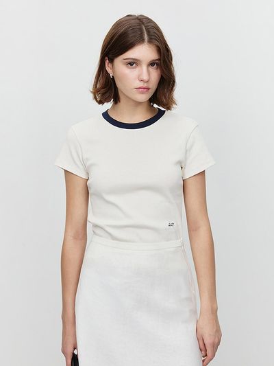 Dunst for WOMEN Essential Cotton Shell T-shirt [Cream Navy] (UDTS5A204CR)