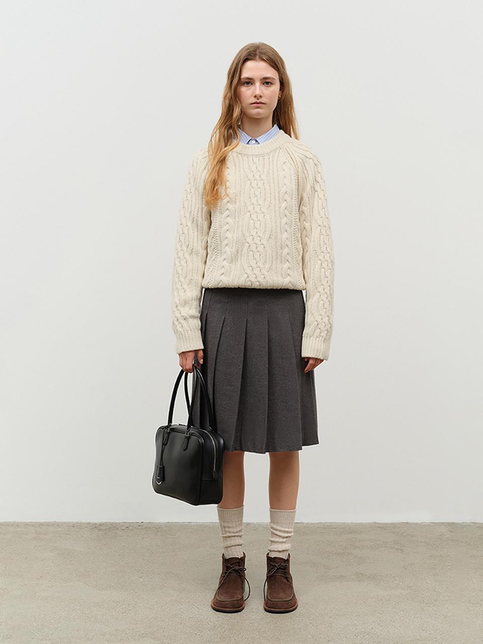 Dunst for WOMEN Flannel Pleated Midi Skirt - Melange Grey