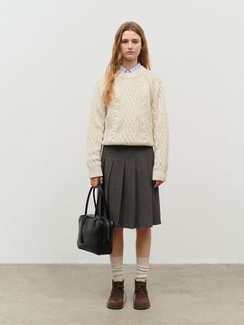 Dunst for WOMEN Flannel Pleated Midi Skirt - Melange Grey