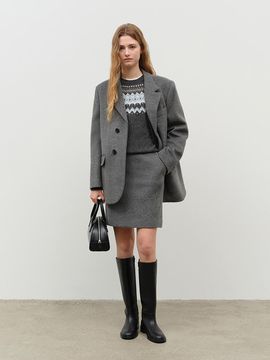 Dunst for WOMEN H-line Midi Skirt - Melange Grey