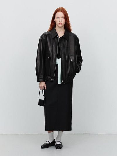 Dunst for WOMEN H-Line Slim Side Pocket Maxi Skirt [Black] (UDSK5A203BK)