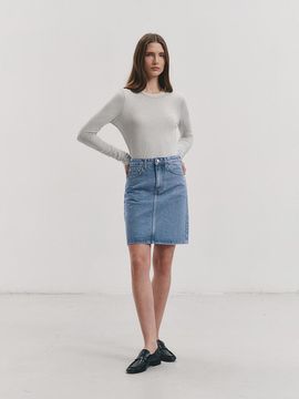 Dunst for WOMEN Midi Denim Skirt_Classic Blue