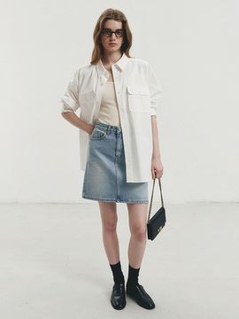 Dunst for WOMEN Midi Denim Skirt_Light Blue