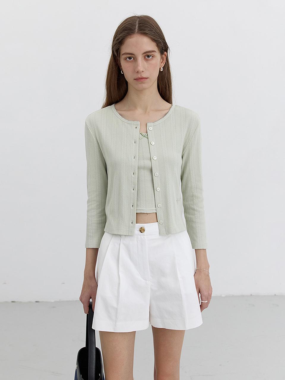 Dunst for WOMEN POINTELLE CREWNECK CARDIGAN [GREEN] (UDTS5B220T1)
