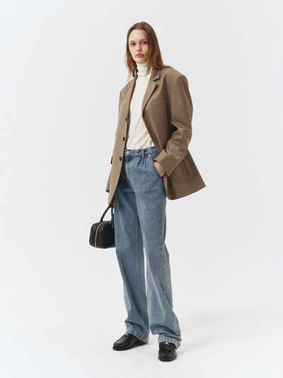 Dunst for WOMEN Semi-wide Tucked Jeans - Light Blue