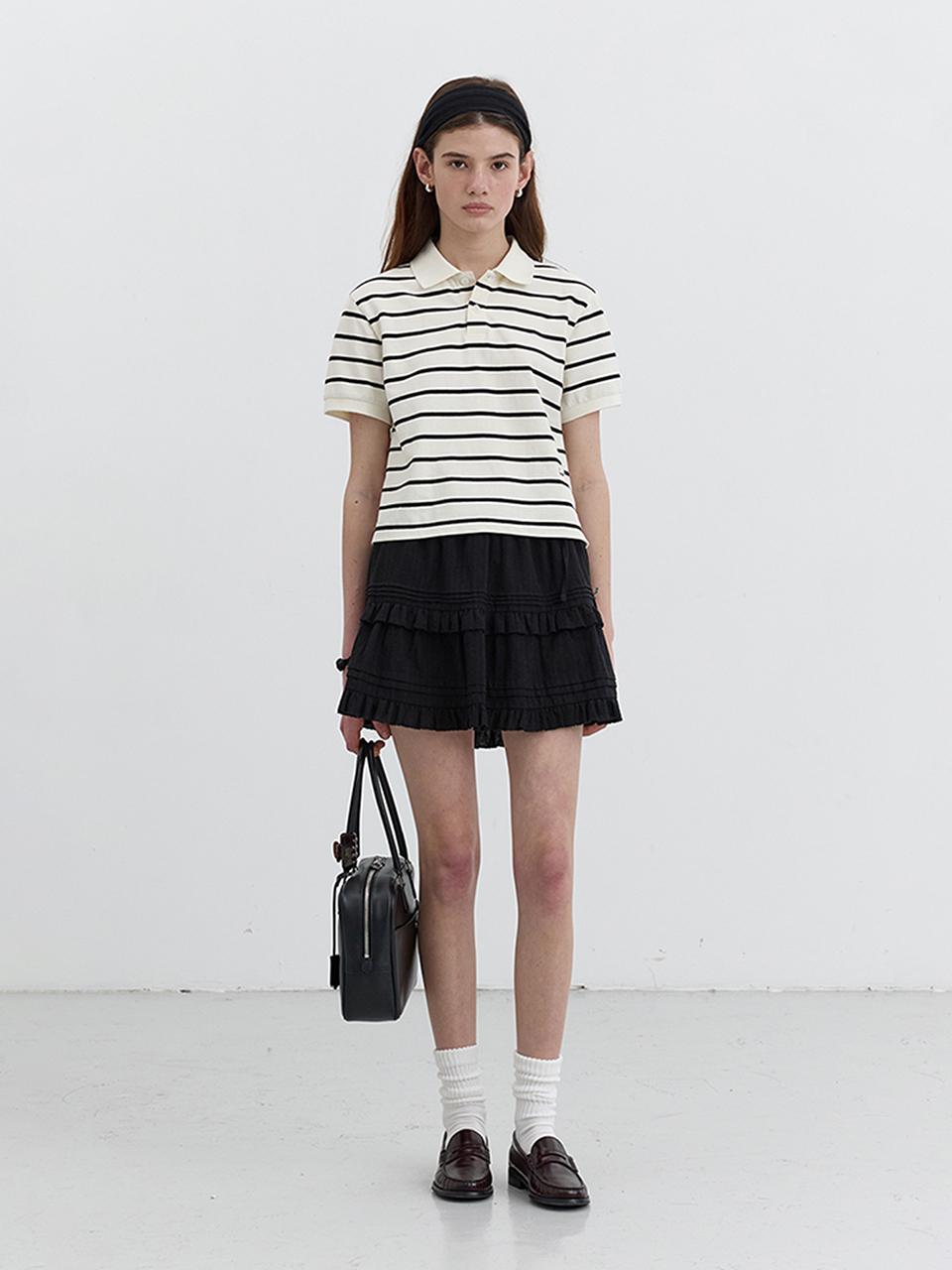 Dunst for WOMEN SHIRRING RUFFLE MINI SKIRT [BLACK] (UDSK5B230BK)