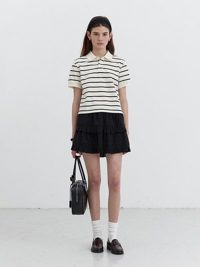 Dunst for WOMEN SHIRRING RUFFLE MINI SKIRT [BLACK] (UDSK5B230BK)