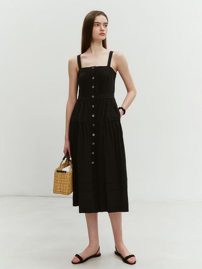Dunst for WOMEN Square Neck Sleeveless Dress_Black