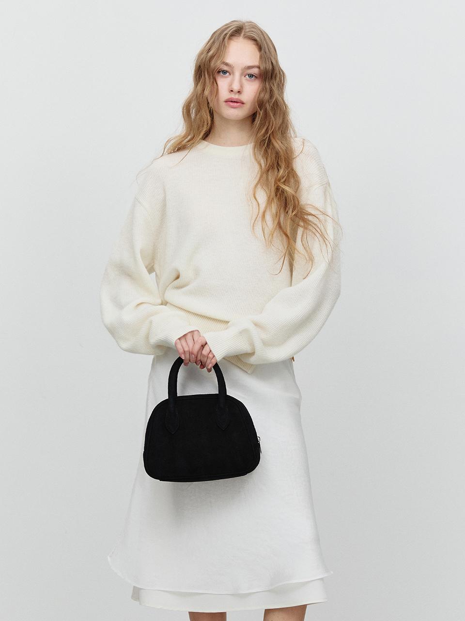 Dunst for WOMEN SUEDE BOSTON TOTE BAG BLACK_UDBA4F202BK