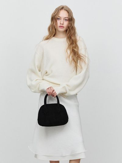 Dunst for WOMEN SUEDE BOSTON TOTE BAG BLACK_UDBA4F202BK