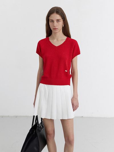 Dunst for WOMEN SUMMER LINEN V-NECK KNIT SWEATER (UDSW5B233R2) [RED]
