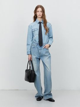 Dunst for WOMEN Unisex Classic Semi-Overfit Western Denim Shirt [Light Blue] (UDSH5A101B1)