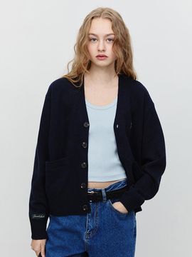 Dunst for WOMEN Unisex Essential Semi-Overfit V-neck Cardigan [Deep Navy] (UDSW5A102N3)