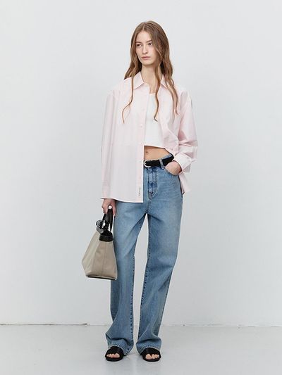 Dunst for WOMEN Unisex Paperly Cotton Oversized Shirt [Soft Pink] (UDSH5A107P1)