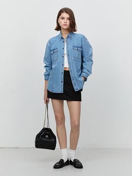 Dunst for WOMEN Unisex Semi-Overfit Classic Denim Shirt [Classic Blue] (UDSH5A101B2)
