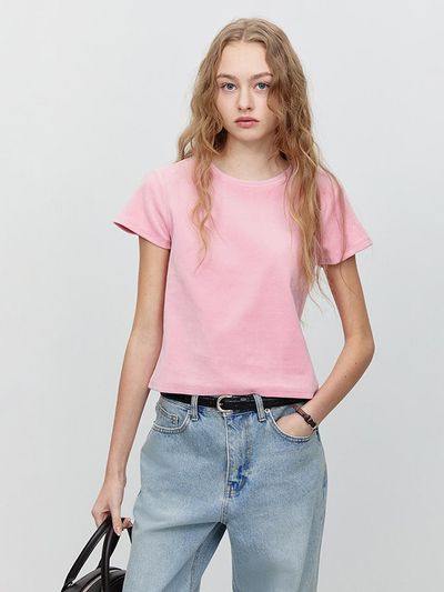 Dunst for WOMEN Velour Cotton Blend T-shirt [Soft Pink] (UDTS5A203P1)