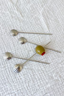 Dupe Dupe Shell Cocktail Picks in Chrome at Urban Outfitters