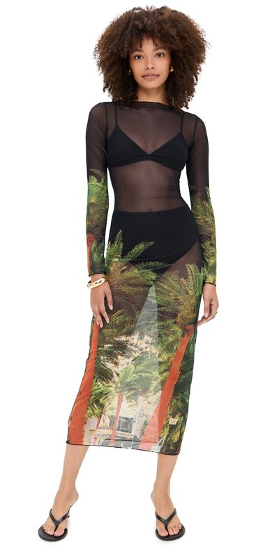 Dur Doux Dur Doux Miami Palm Maxi Dress Miami Palm Print