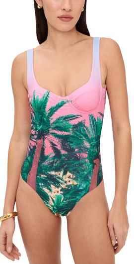 Dur Doux Dur Doux Miami Tie Back Maillot One Piece Pink/Green