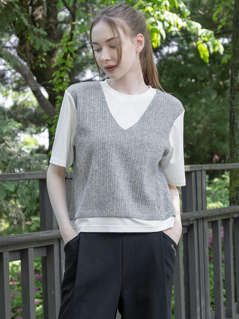 DURAN Back Knitwear Combination Layered Short-Sleeved T-