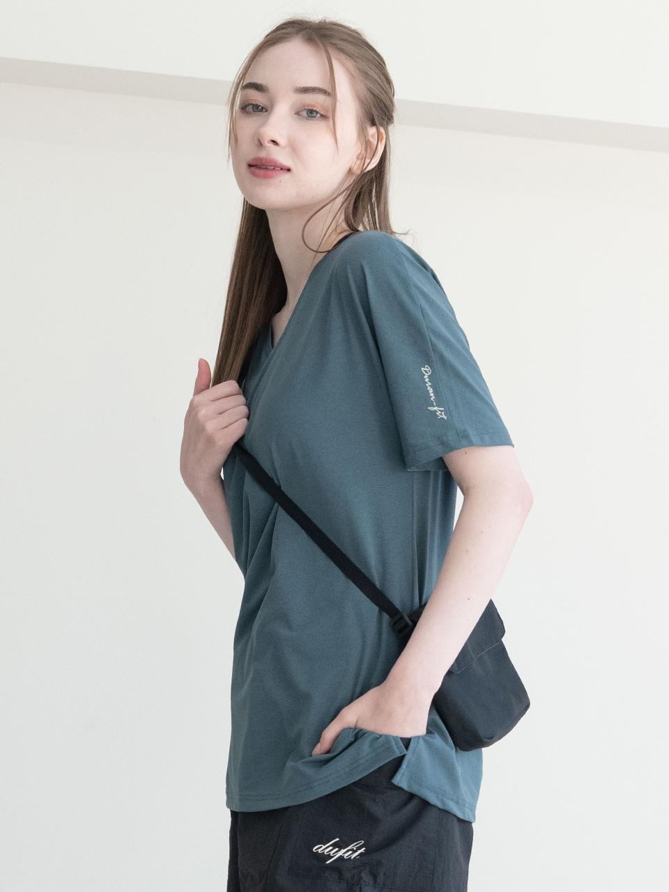 DURAN Backlan Airy Sorona V-Neck Long Cover-Up T-Shirt D