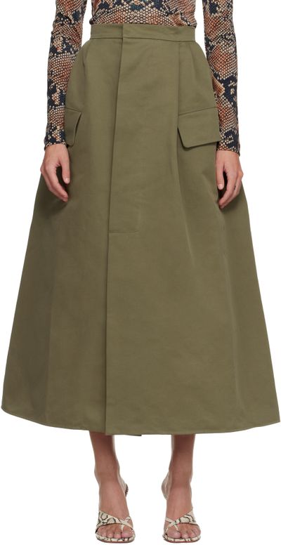 Duran Lantink Duran Lantink Khaki Uniform Double Waisted Midi Skirt