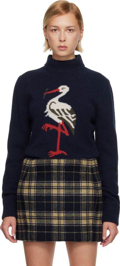Duran Lantink Duran Lantink Navy Heron Knit Turtleneck