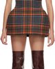 Duran Lantink Duran Lantink Orange & Gray Sculptured Tartan Minidress - 1