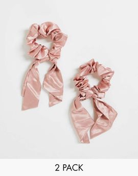 Easilocks Easilocks Satin Ribbon Short Scrunchie Double Pack in Rose-No color