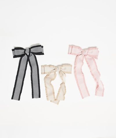 Easilocks Easilocks x ASOS Exclusive Gingham hair bows - 3 pack (pink, black and cream)-Multi