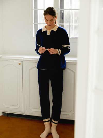 EAU CLAIR Navy Knit Two Piece Wear