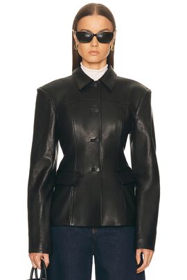 EAVES EAVES Aina Leather Cinched Jacket