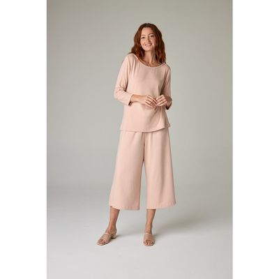 eavolu eavolu Nasaya Eco-Luxe Rib Bateau Neck 3/4 Length Sleeve Top - Ultra-Luxe Flow