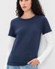 EB Denim EB Denim Rory Layered Long Sleeve Tee Navy And White Waffle - 2