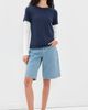 EB Denim EB Denim Rory Layered Long Sleeve Tee Navy And White Waffle - 5