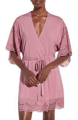 Eberjey Eberjey Beatrix Lace Sleeve Jersey Knit Robe