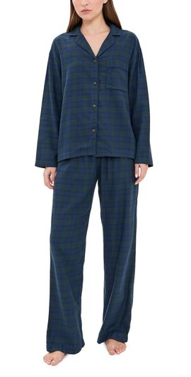 Eberjey Eberjey Flannel Pajama Set HERITAGE CHECK NAVY/NAVY