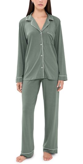 Eberjey Eberjey Gisele Long Pajama Set Desert Sage/Ivory