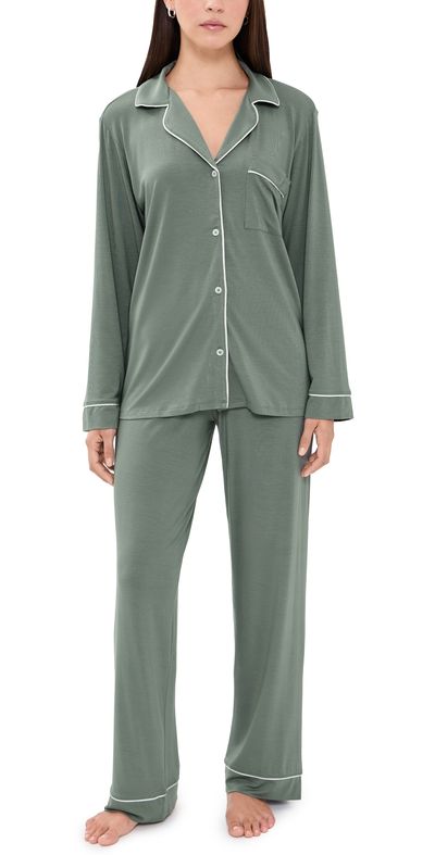 Eberjey Eberjey Gisele Long Pajama Set Desert Sage/Ivory