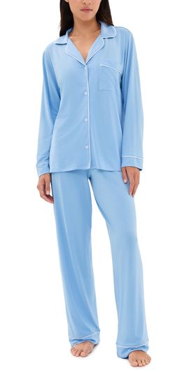 Eberjey Eberjey Gisele Long Pajama Set Summer Blue/White