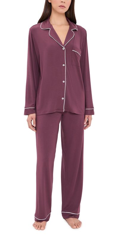 Eberjey Eberjey Gisele Long Pajamas Set Wildberry/Ivory