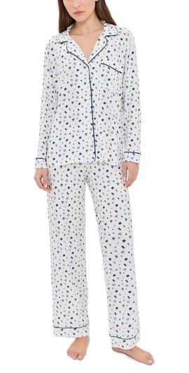 Eberjey Eberjey Gisele Printed Long Pajama Set TWINKLING MENORAH IVORY/NAVY